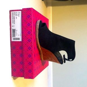 Tory Burch Black Lancaster Suede Wedge